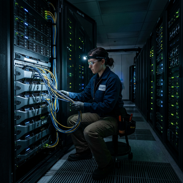 Technician in data center